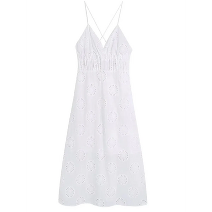 Sexy Backless Lace Dress - -