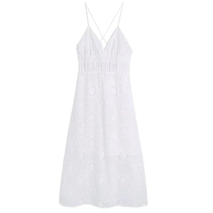 Sexy Backless Lace Dress - -