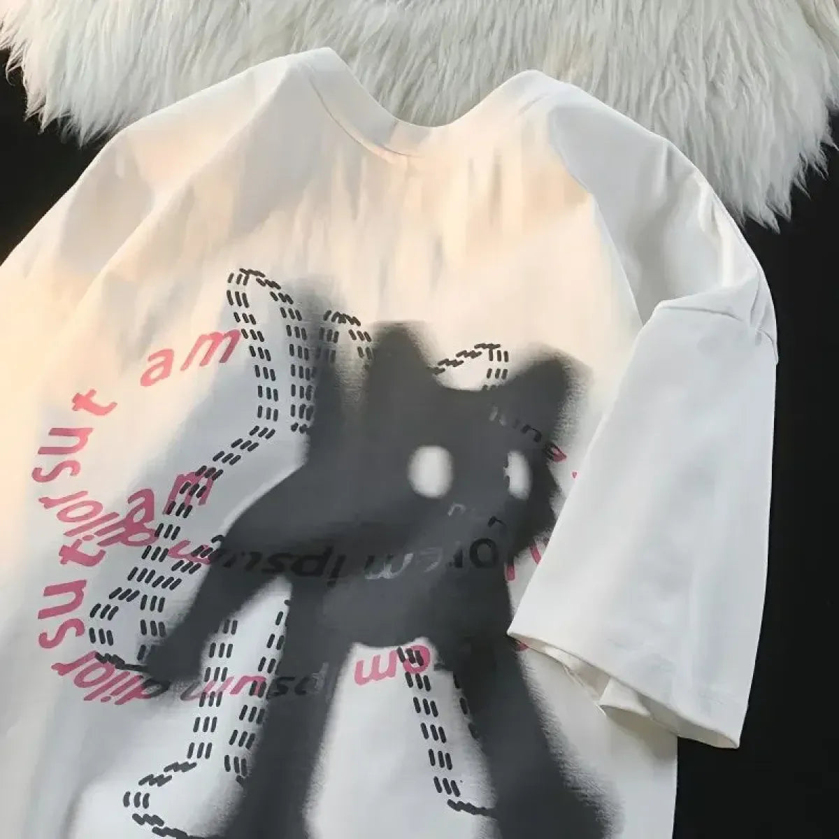 Shadow Feline Illusion Tee – Contemporary Artistic Cat Print - -