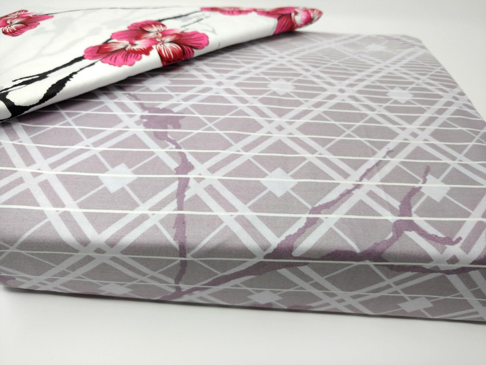 DaDa Bedding Floral Cherry Blossoms Red Purple Fitted Sheet & Pillow Cases Set (FTS8318) - - Sheet Sets