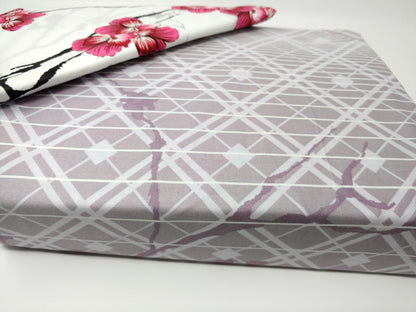 DaDa Bedding Floral Cherry Blossoms Red Purple Fitted Sheet & Pillow Cases Set (FTS8318) - - Sheet Sets