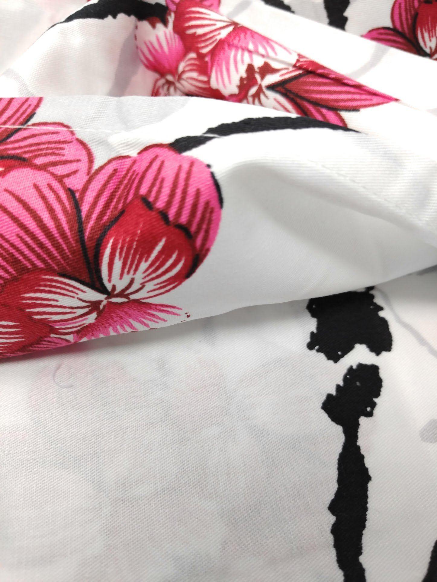 DaDa Bedding Floral Cherry Blossoms Red Purple Fitted Sheet & Pillow Cases Set (FTS8318) - - Sheet Sets
