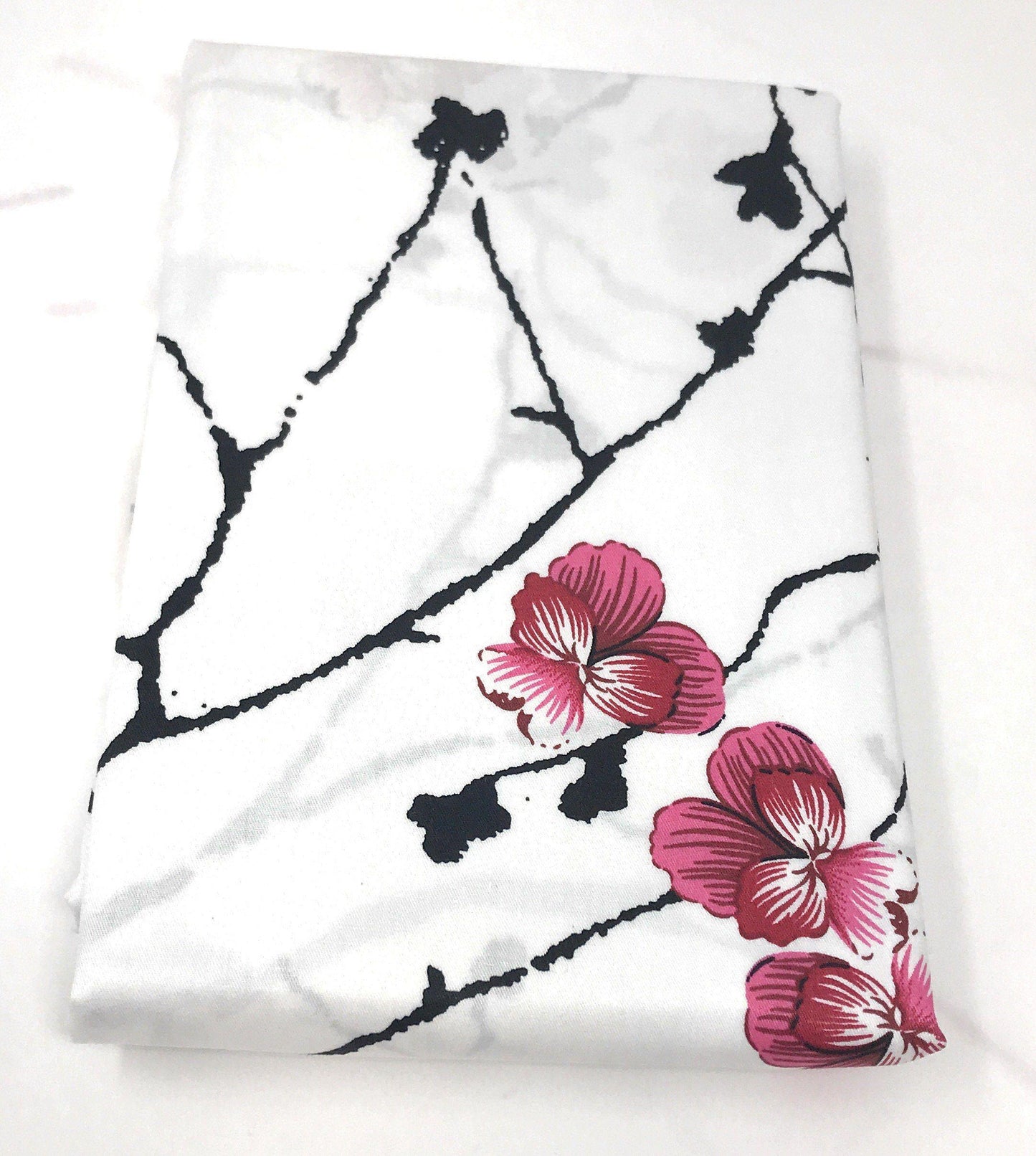 DaDa Bedding Floral Cherry Blossoms Red Purple Fitted Sheet & Pillow Cases Set (FTS8318) - - Sheet Sets