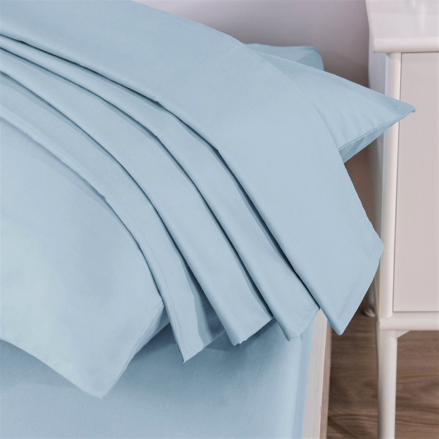 DaDa Bedding Seafoam Blue Cotton Fitted Sheet Set - - Sheet Sets