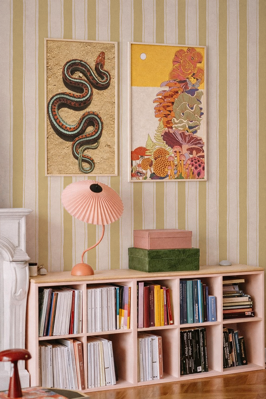 Riviera Stripe Wallpaper, off-white and butter yellow- Samantha Santana Creative- {{Product type}}
