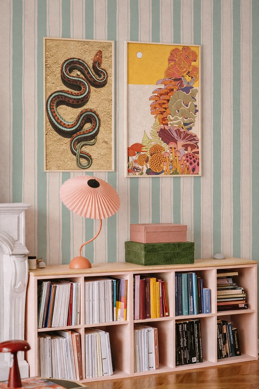 Riviera Stripe Wallpaper, off-white and mint - - Wallpaper