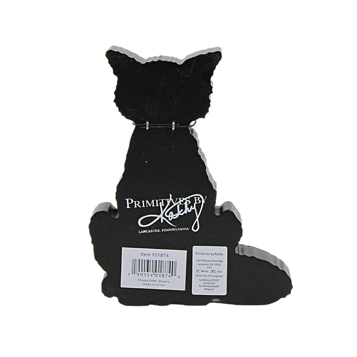 Beware Black Cat Chunky Sitter Wood Sign - - Fall & Halloween