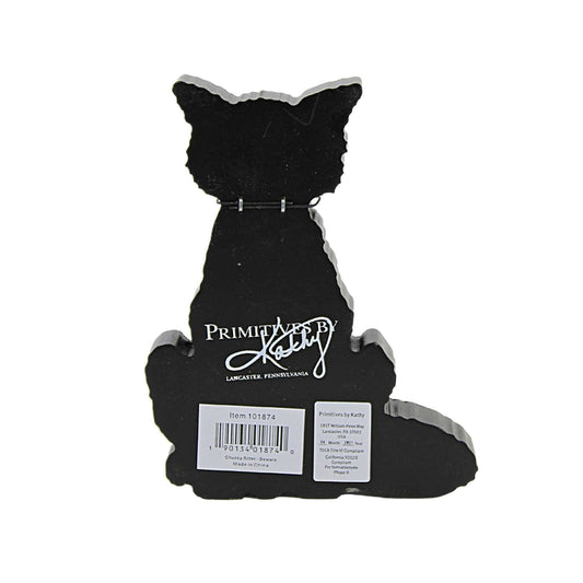 Beware Black Cat Chunky Sitter Wood Sign - - decor
