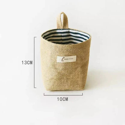 Cotton Linen Storage Basket Hanging Pocket Jute Bag Kia Day Design