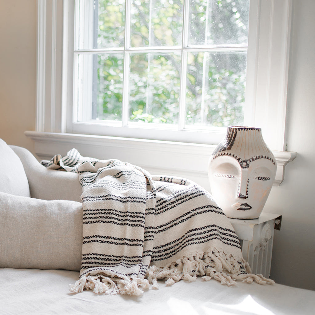 High-Quality Woven Stripe Turkish Throw - - Home Decor