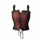 Gothic Lace-Up Crop Top – Sleeveless Vintage Design - Red - Crop Tops