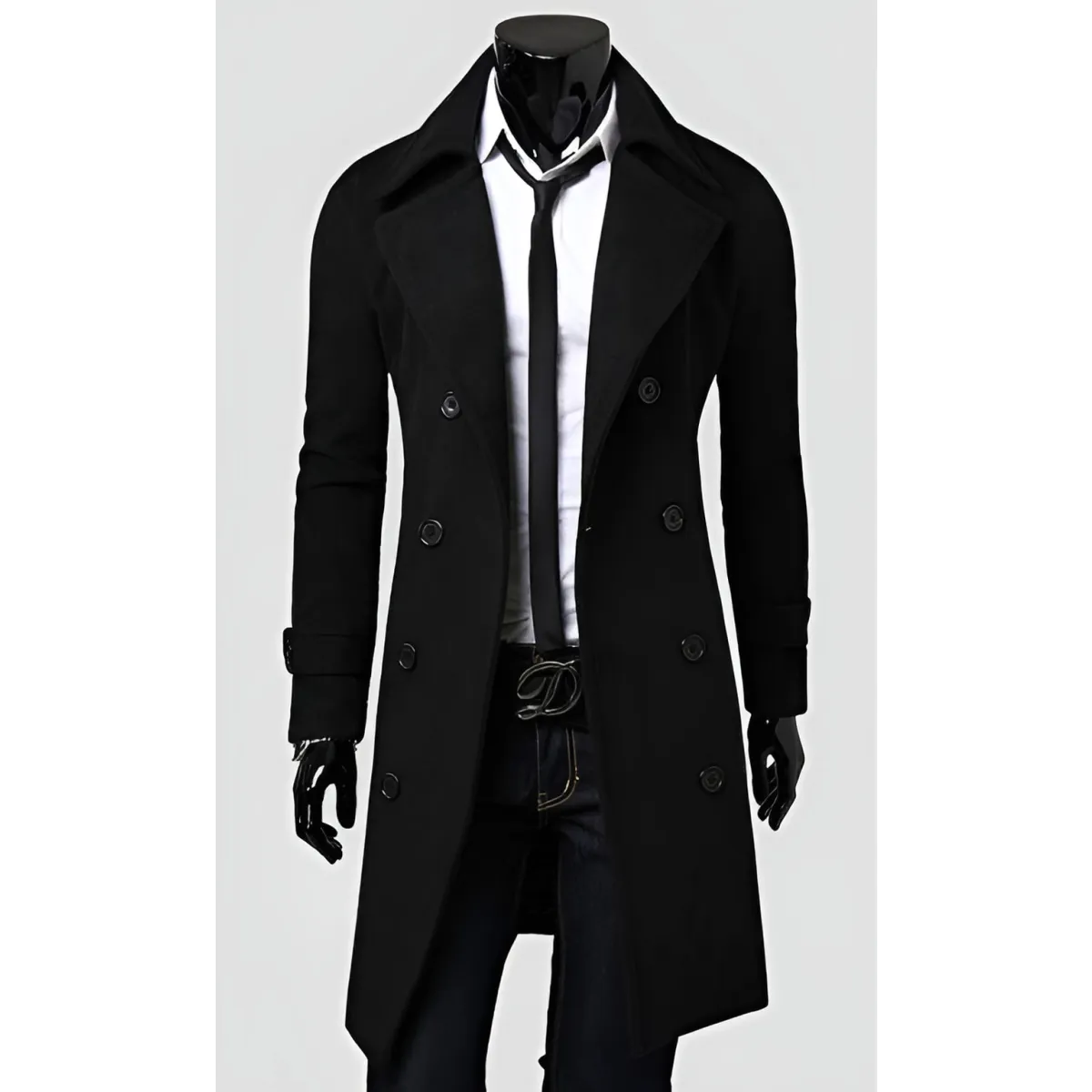 Slim Fit Overcoat - Black -