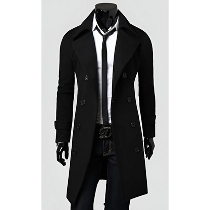 Slim Fit Overcoat - Black -