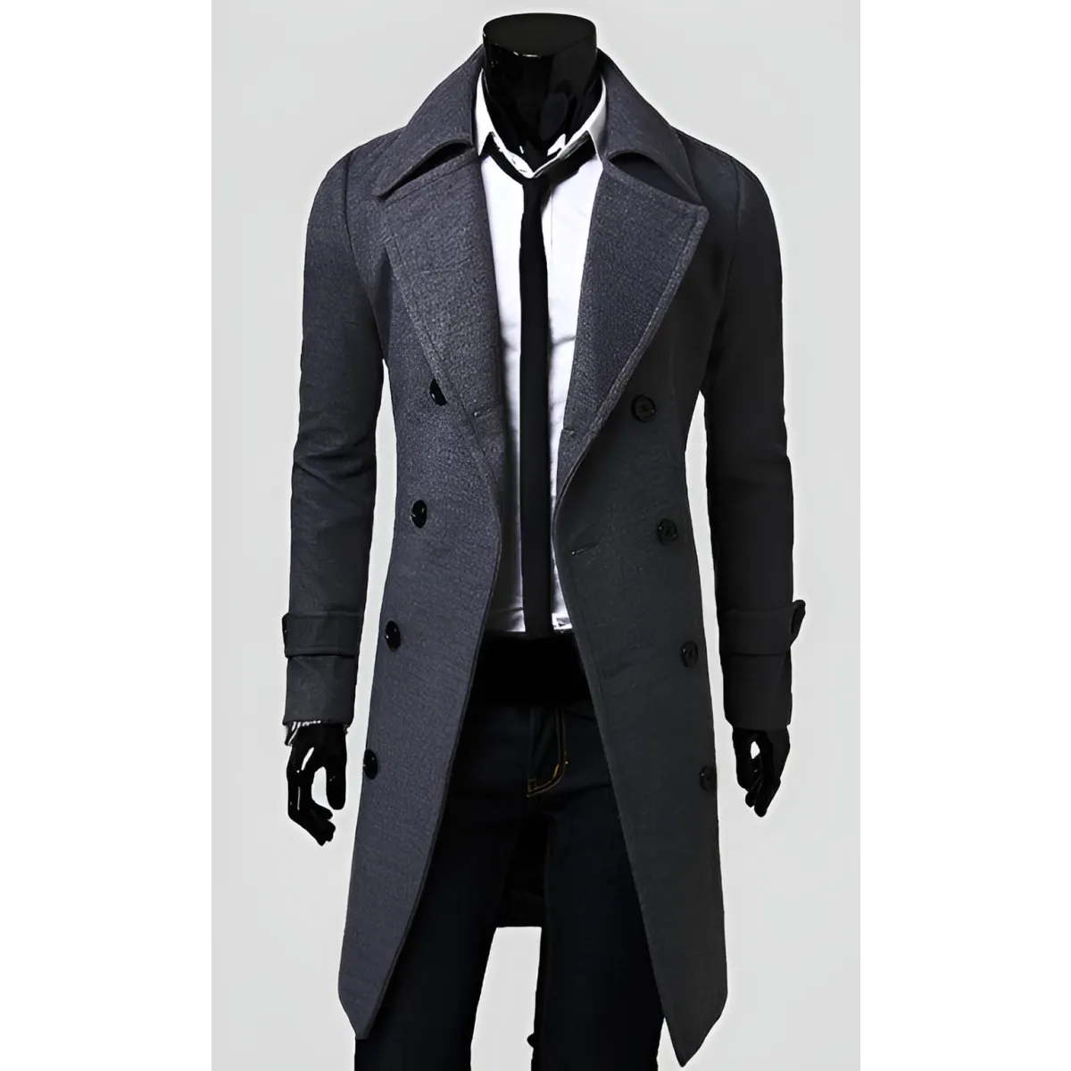 Slim Fit Overcoat - Gray -
