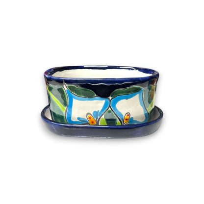 Small Talavera Flower Pot Colorful Hand-Painted Mexican Planter - - Talavera Flower Pot