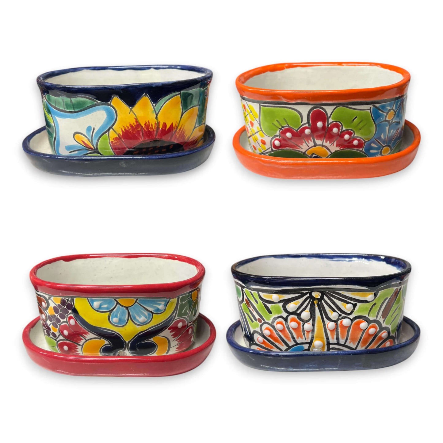 Small Talavera Flower Pot Colorful Hand-Painted Mexican Planter - - Talavera Flower Pot