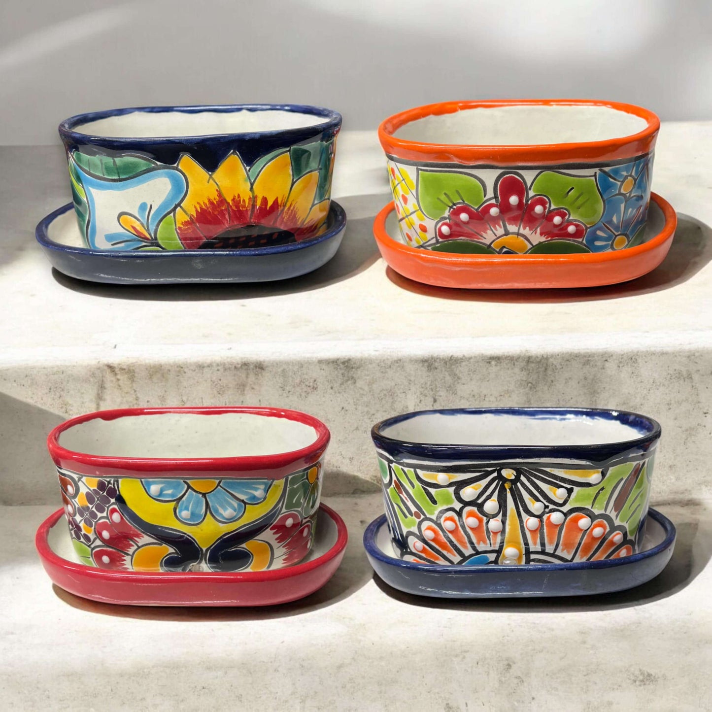 Small Talavera Flower Pot Colorful Hand-Painted Mexican Planter - - Talavera Flower Pot