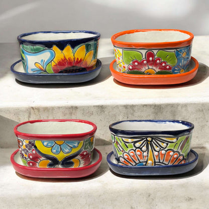 Small Talavera Flower Pot Colorful Hand-Painted Mexican Planter - - Talavera Flower Pot