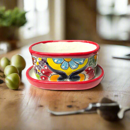Small Talavera Flower Pot Colorful Hand-Painted Mexican Planter - Red - Talavera Flower Pot