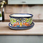 Small Talavera Flower Pot Colorful Hand-Painted Mexican Planter - Blue - Talavera Flower Pot