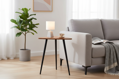 Small Walnut Triangle Mid Century Modern End Table - - Table