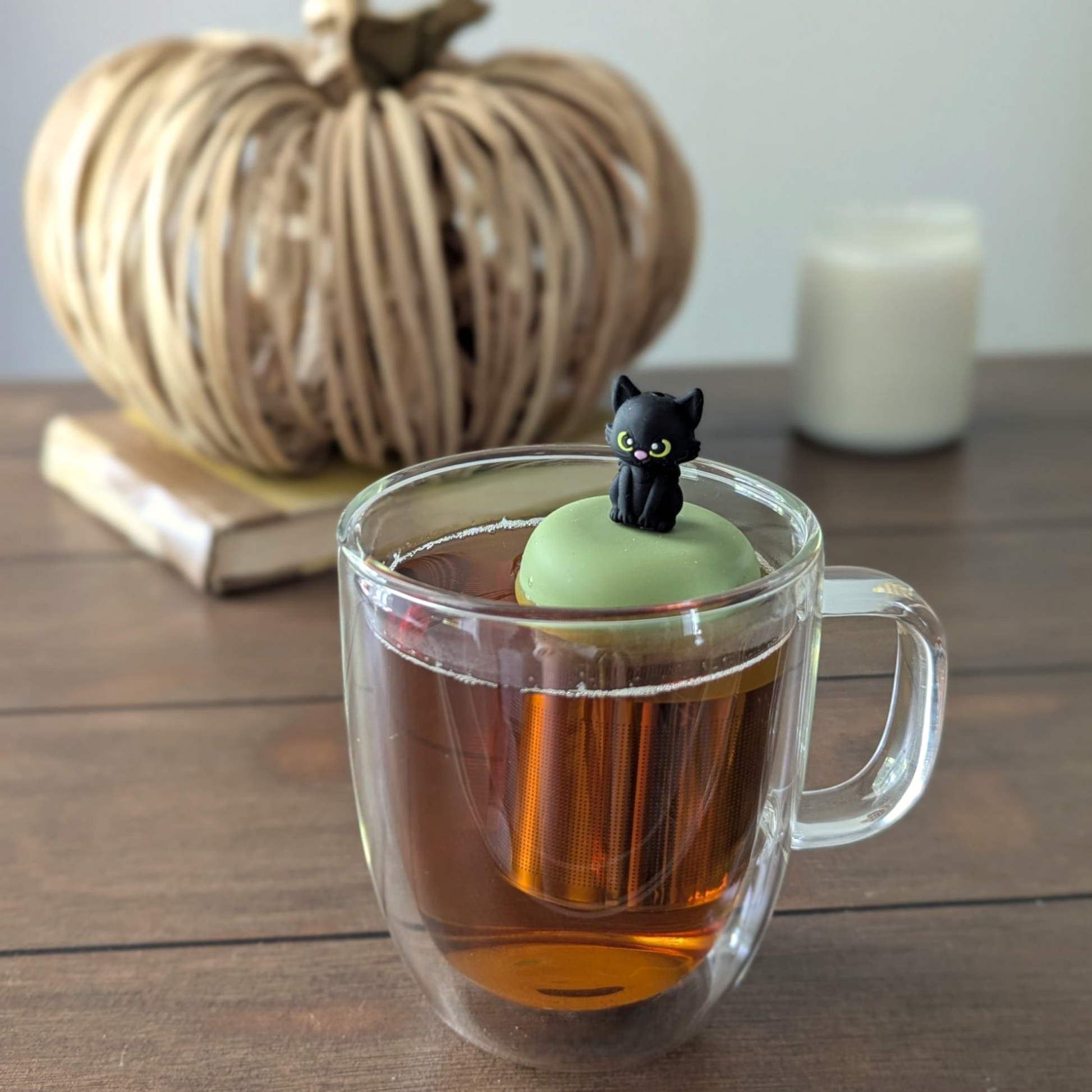 Floating Black Halloween Cat Tea Infuser - Cute Animal Tea Infuser for Loose Leaf Tea - - teaware