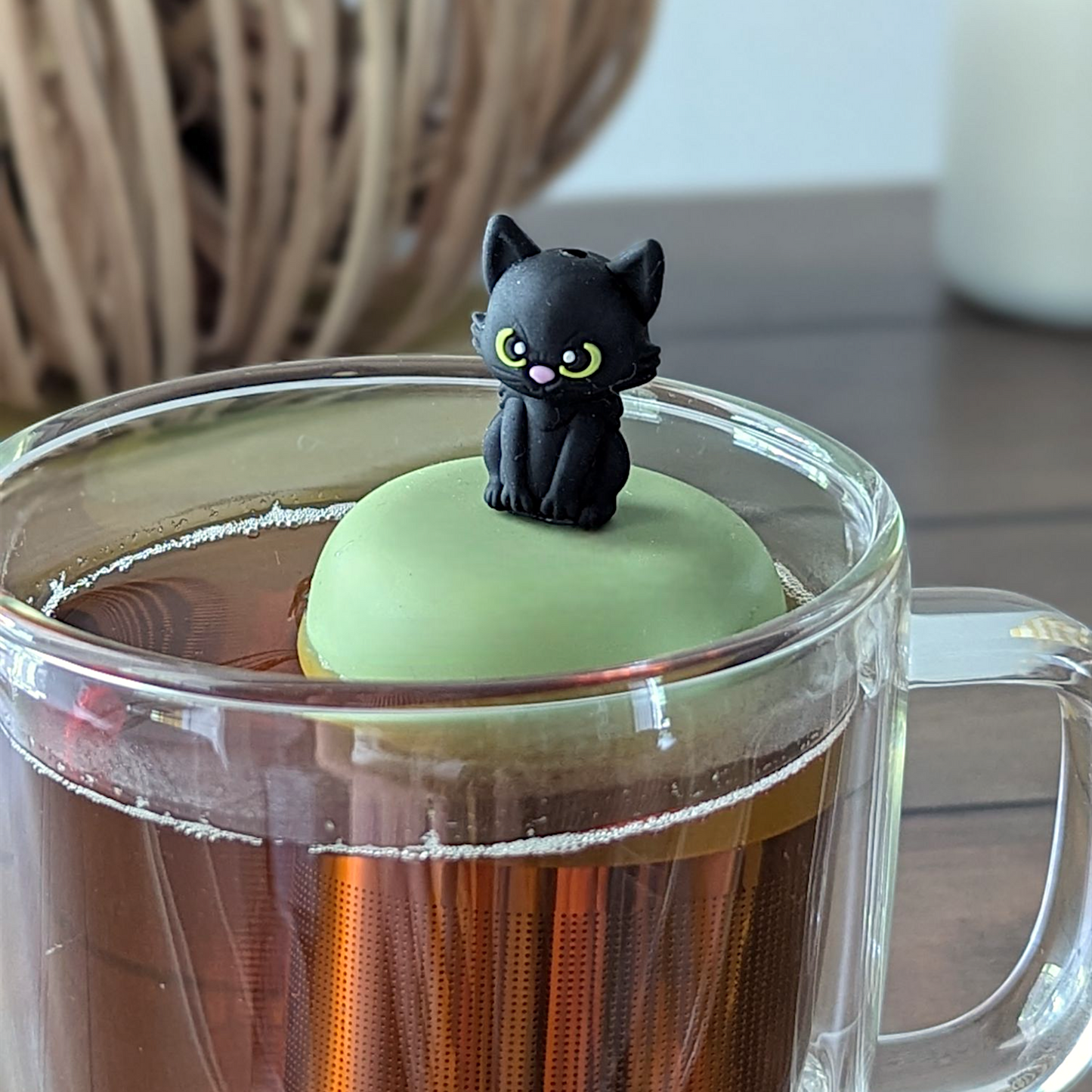 Floating Black Halloween Cat Tea Infuser - Cute Animal Tea Infuser for Loose Leaf Tea - - teaware