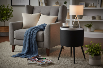 Black Tempered Glass Smart Sound Charging Bluetooth Speaker Coffee End Table with TWS - - table