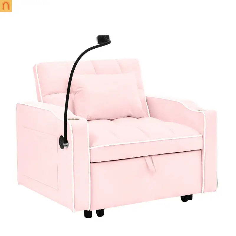 Sofa Bed Chair Convertible Velvet Pink Pull-Out Twin USB- NIKKI CASA- {{Product type}}
