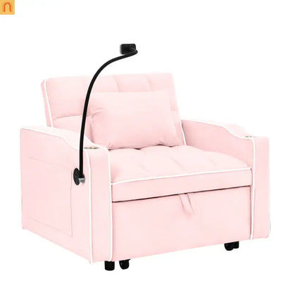Sofa Bed Chair Convertible Velvet Pink Pull-Out Twin USB- NIKKI CASA- {{Product type}}