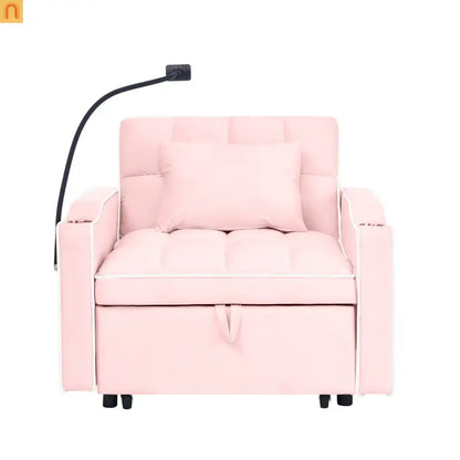 Sofa Bed Chair Convertible Velvet Pink Pull-Out Twin USB- NIKKI CASA- {{Product type}}