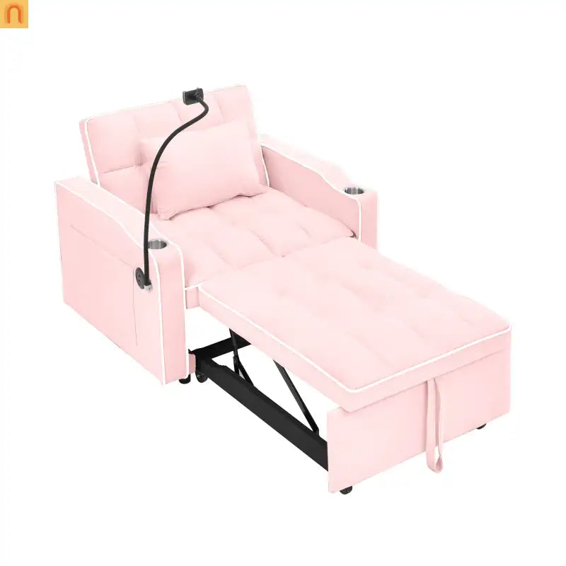 Sofa Bed Chair Convertible Velvet Pink Pull-Out Twin USB- NIKKI CASA- {{Product type}}