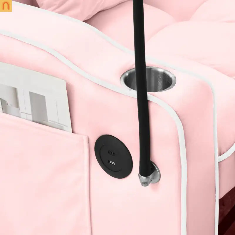 Sofa Bed Chair Convertible Velvet Pink Pull-Out Twin USB- NIKKI CASA- {{Product type}}