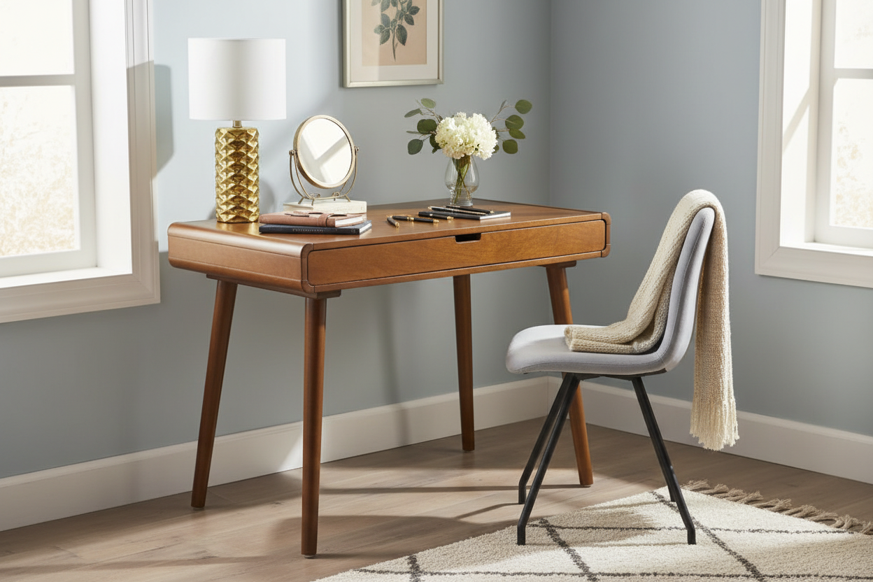 Solid Wood Writing Desk - - desk