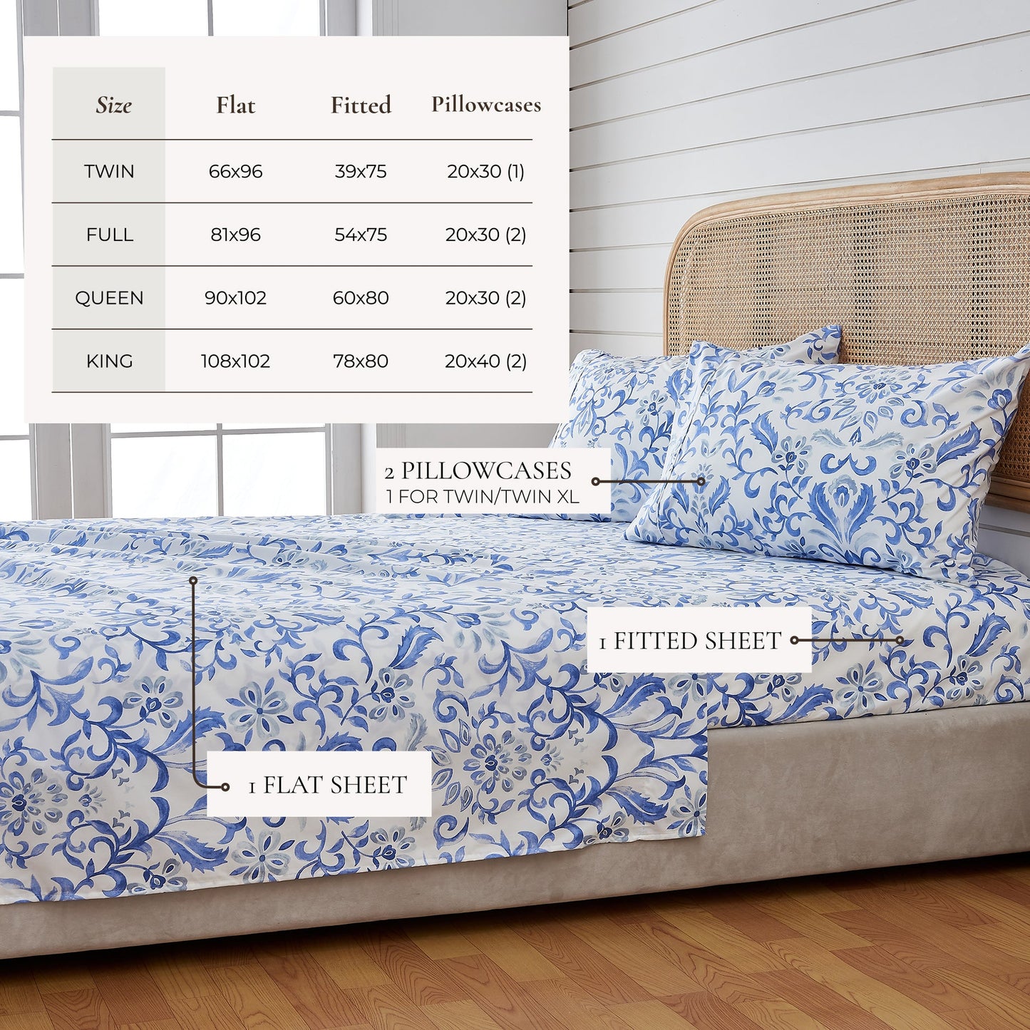 Watercolor Floral Sheet Set - Delia Collection - - Sheets
