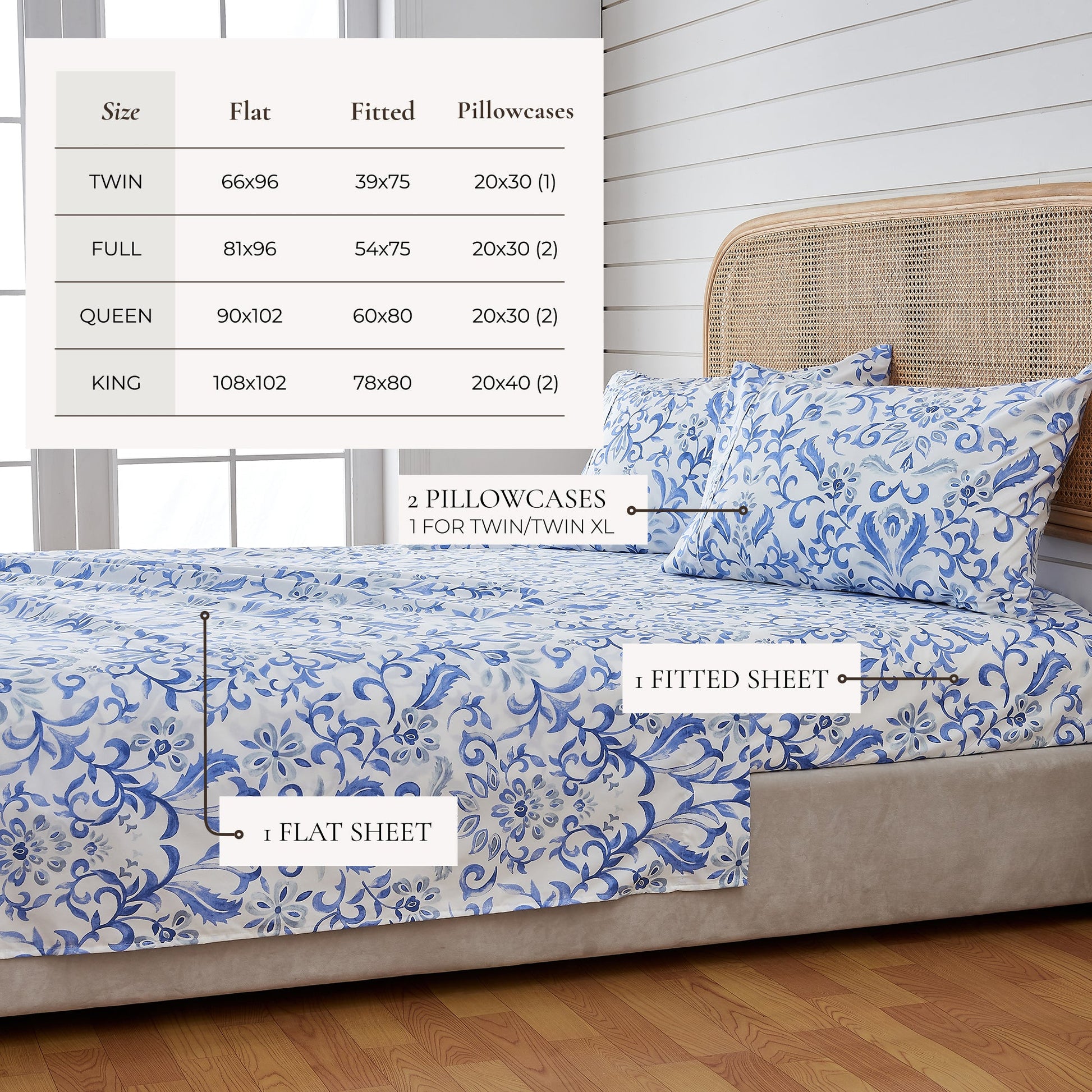 Watercolor Floral Sheet Set - Delia Collection - - Sheets