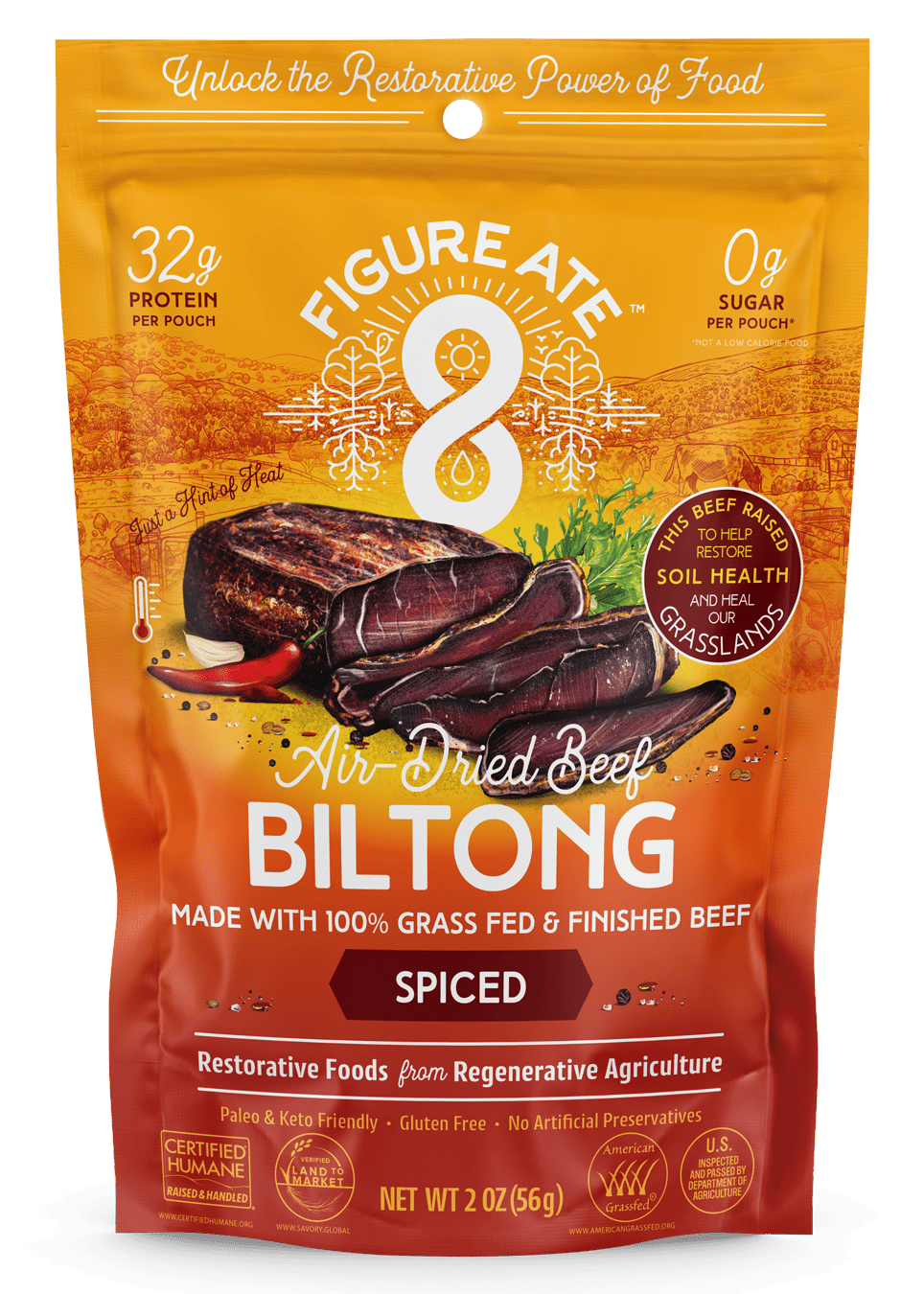 Spiced Grass Fed & Finished Beef Biltong - - Biltong