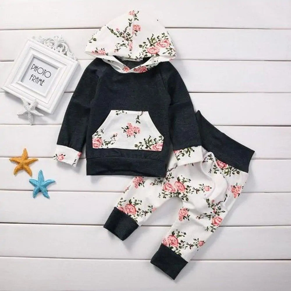 2 Pieces Floral Tracksuit Set