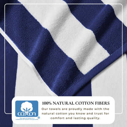 Cotton Velour Cabana Stripe Beach Towel - Novia Collection - -