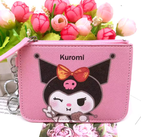 Sanrio Hello Kitty Kuromi Leather Wallet Keychain - Kuromi - wallet