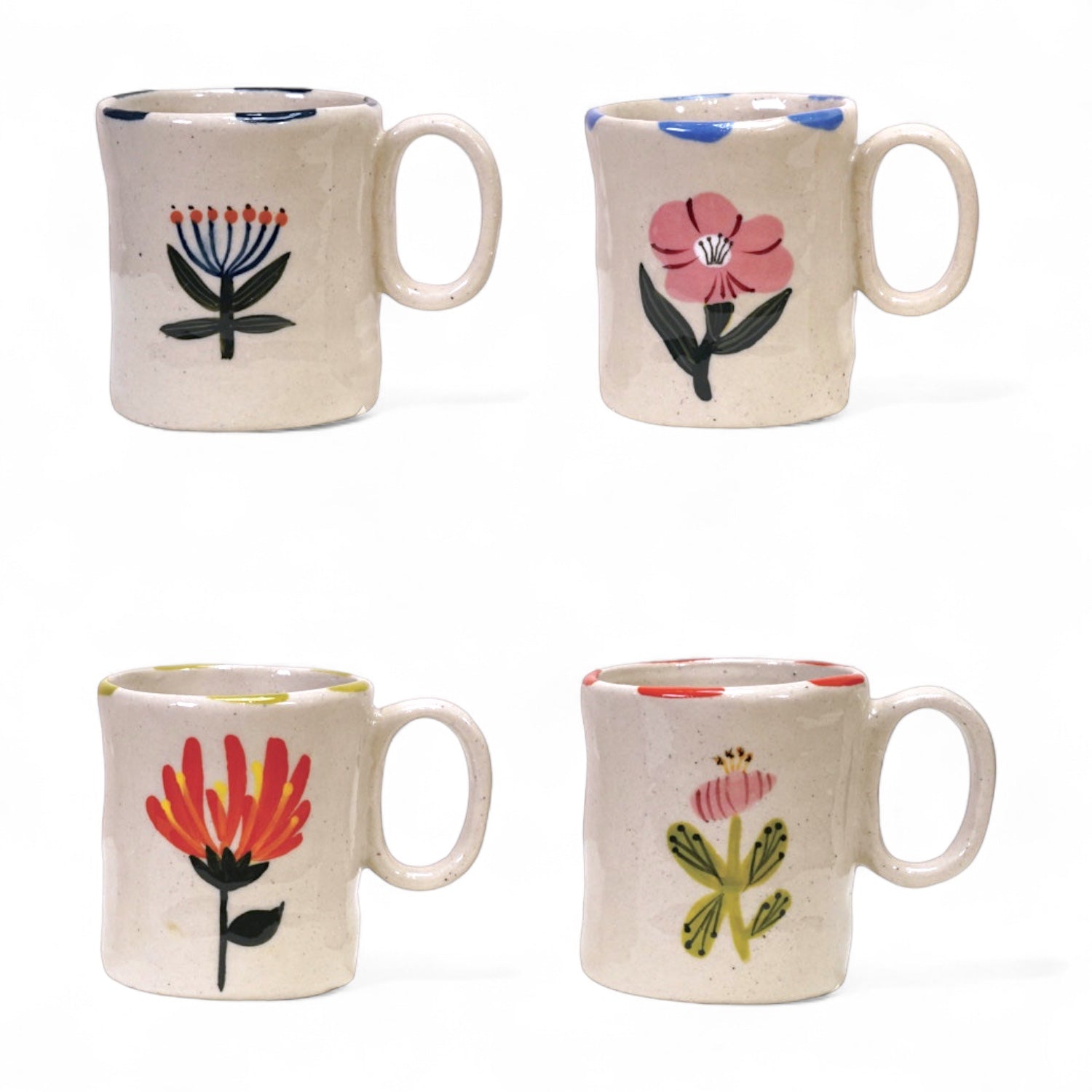 Hand-Painted Ceramic Petite Floral Mug | 4 Styles - - Kitchen & Bath