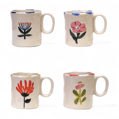 Hand-Painted Ceramic Petite Floral Mug | 4 Styles - - Kitchen & Bath