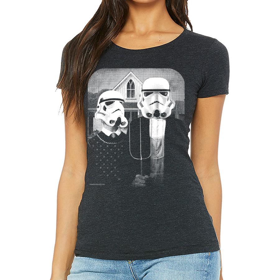 Stormtrooper American Gothic Womens Graphic Tee Shirt - - T-shirts