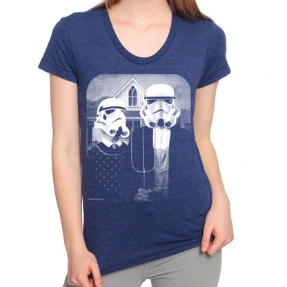 Stormtrooper American Gothic Womens Graphic Tee Shirt - - T-shirts