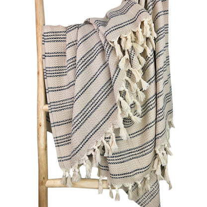 High-Quality Woven Stripe Turkish Throw - - Home Decor