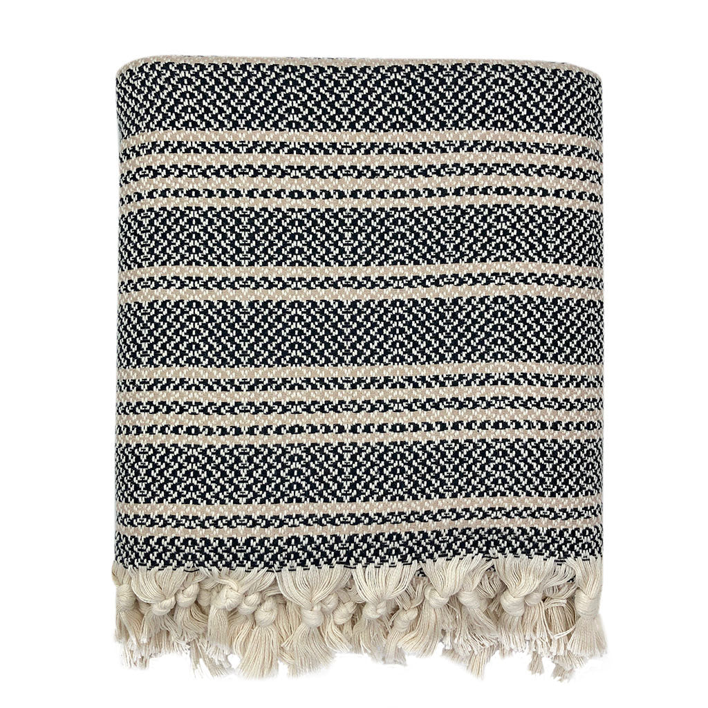 High-Quality Woven Stripe Turkish Throw - - Home Decor