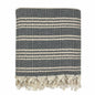 High-Quality Woven Stripe Turkish Throw - Black + Sand - Home Decor