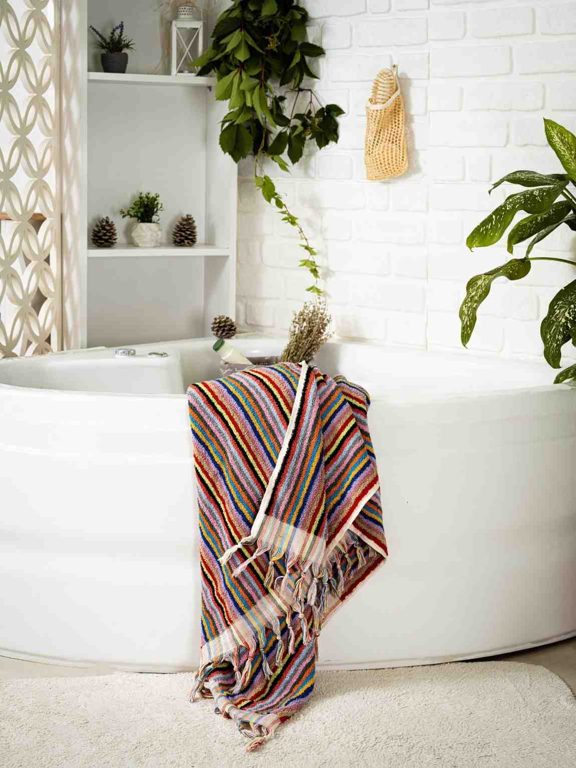 Striped Bath Towel - Rainbow - Bath Towels