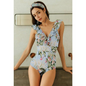 Striped Ruffled Swimsuit - Colorful -