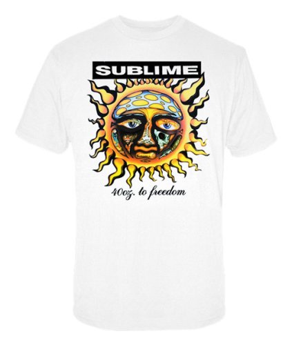 Sublime Sun Logo Mens T-shirt- Black / White / Blue - White - Men's T-shirts